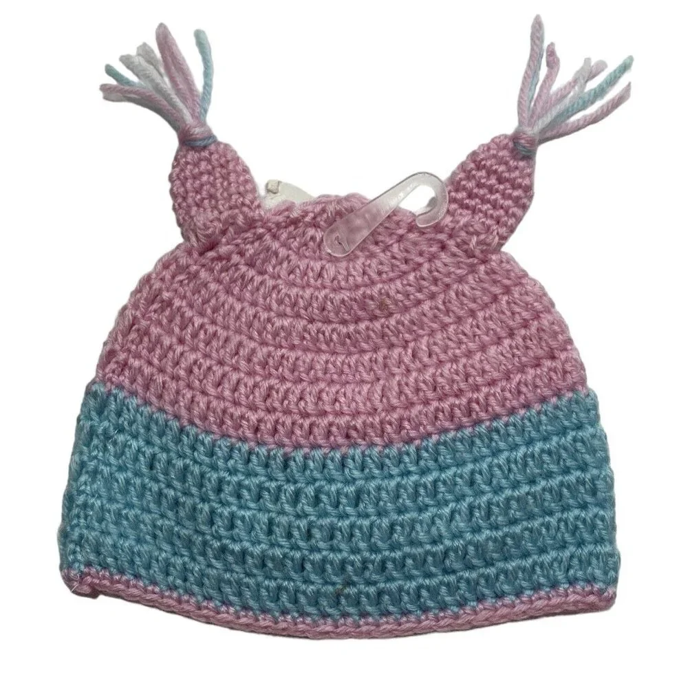 SO DORABLE Hand Crocheted Owl Bird Baby Winter Hat 0-6‎ Mos. Multi Beanie Boggan